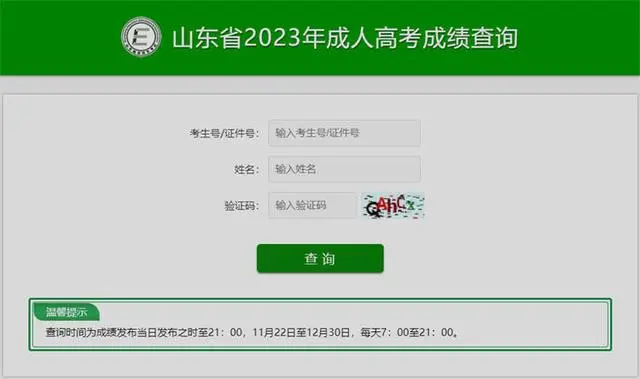2024年山东成人高考成绩查询入口